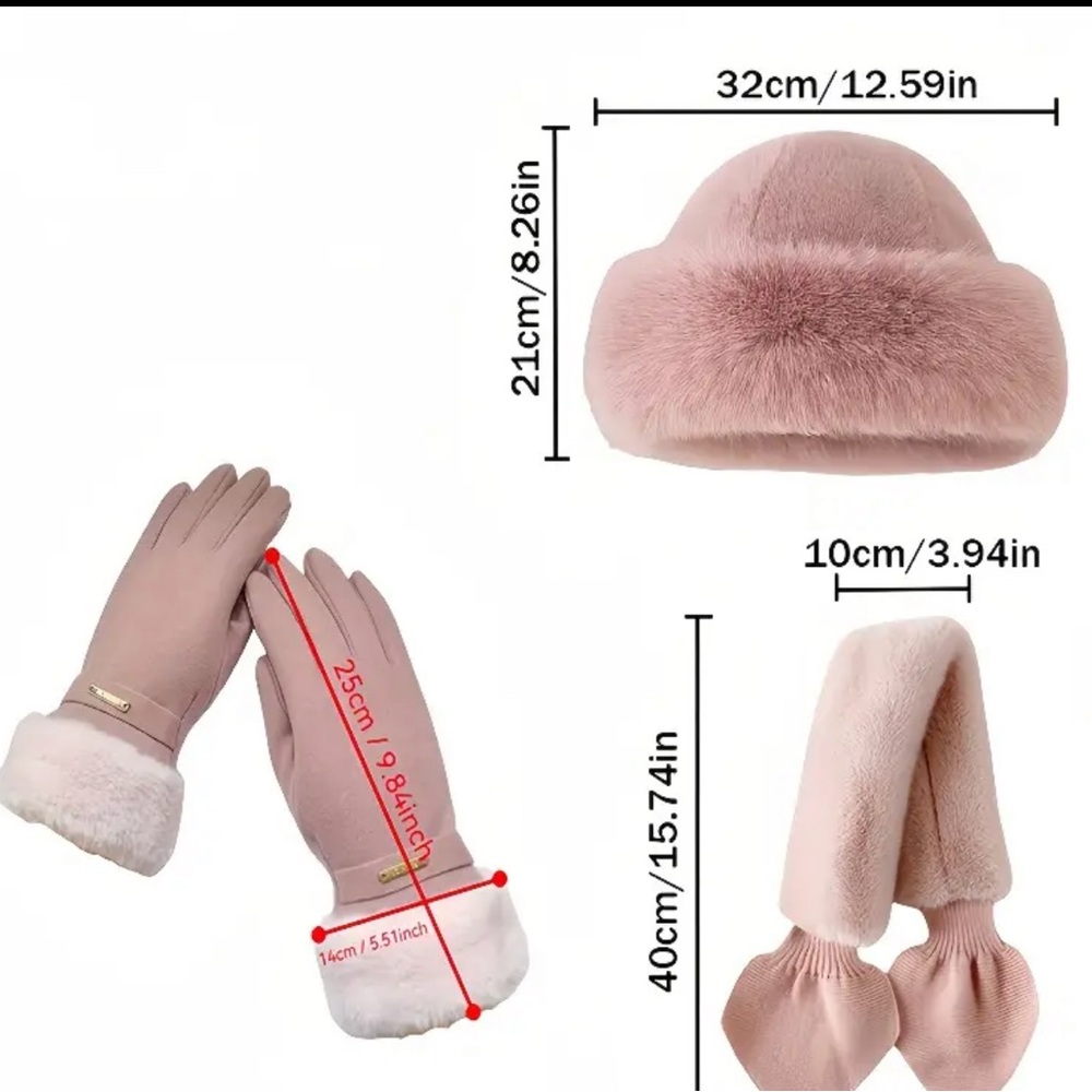 Luxurious Beige Winter Accessory Set - Picture 2 of 2